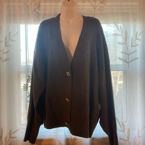Grey, H&M Sweater, with flower buttons.